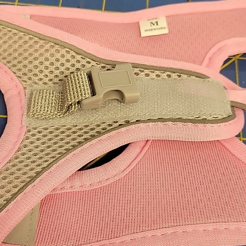Pink & Gray Mesh Pet Buckle & Velcro Harness 12